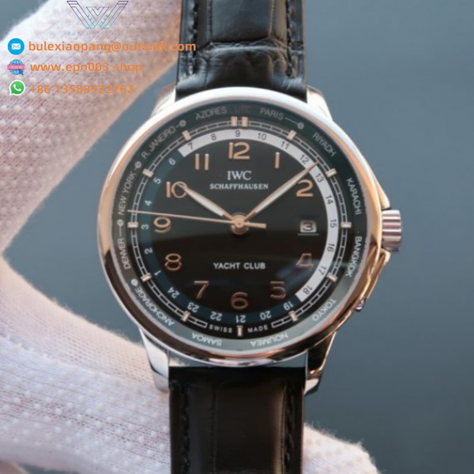 Portugieser  Automatic Yacht Club Black Dial 43mm Men Watch