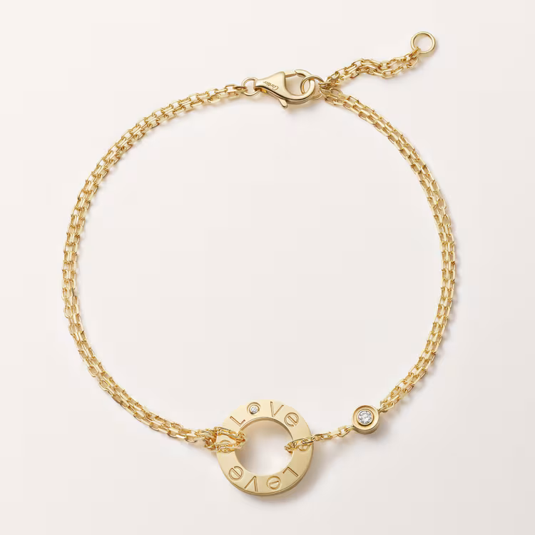 Love Bracelet, On Chain, 2 Diamonds B6038300 - Gold, Diamonds