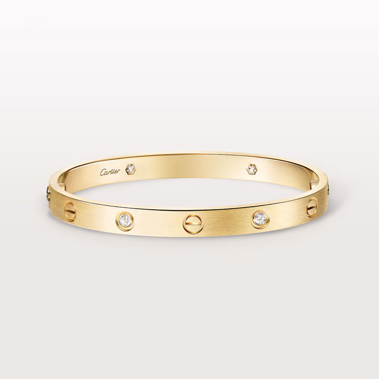 Love Bracelet, Classic Model, Brushed, 4 Diamonds B6080117 - Gold