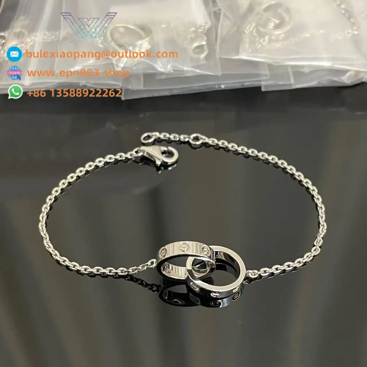 Love Bracelet, On Chain B6091200 - White Gold