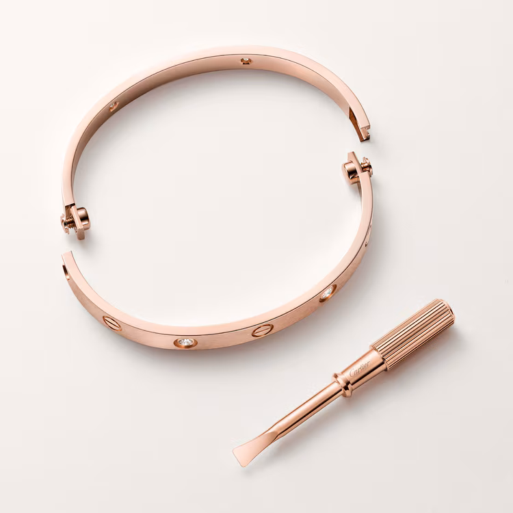 Love Bracelet, Classic Model, Brushed, 4 Diamonds B6080017 - Rose Gold