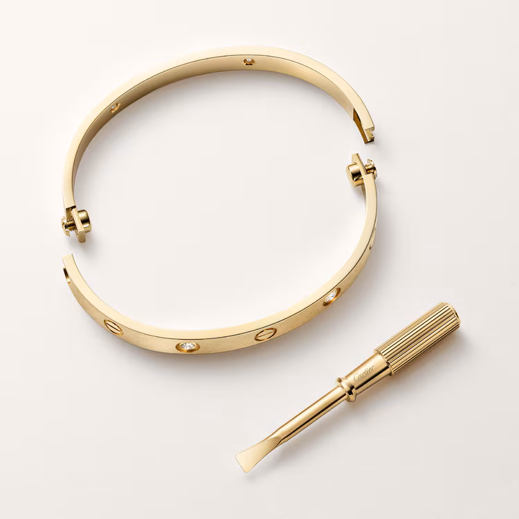 Love Bracelet, Classic Model, Brushed, 4 Diamonds B6080117 - Gold