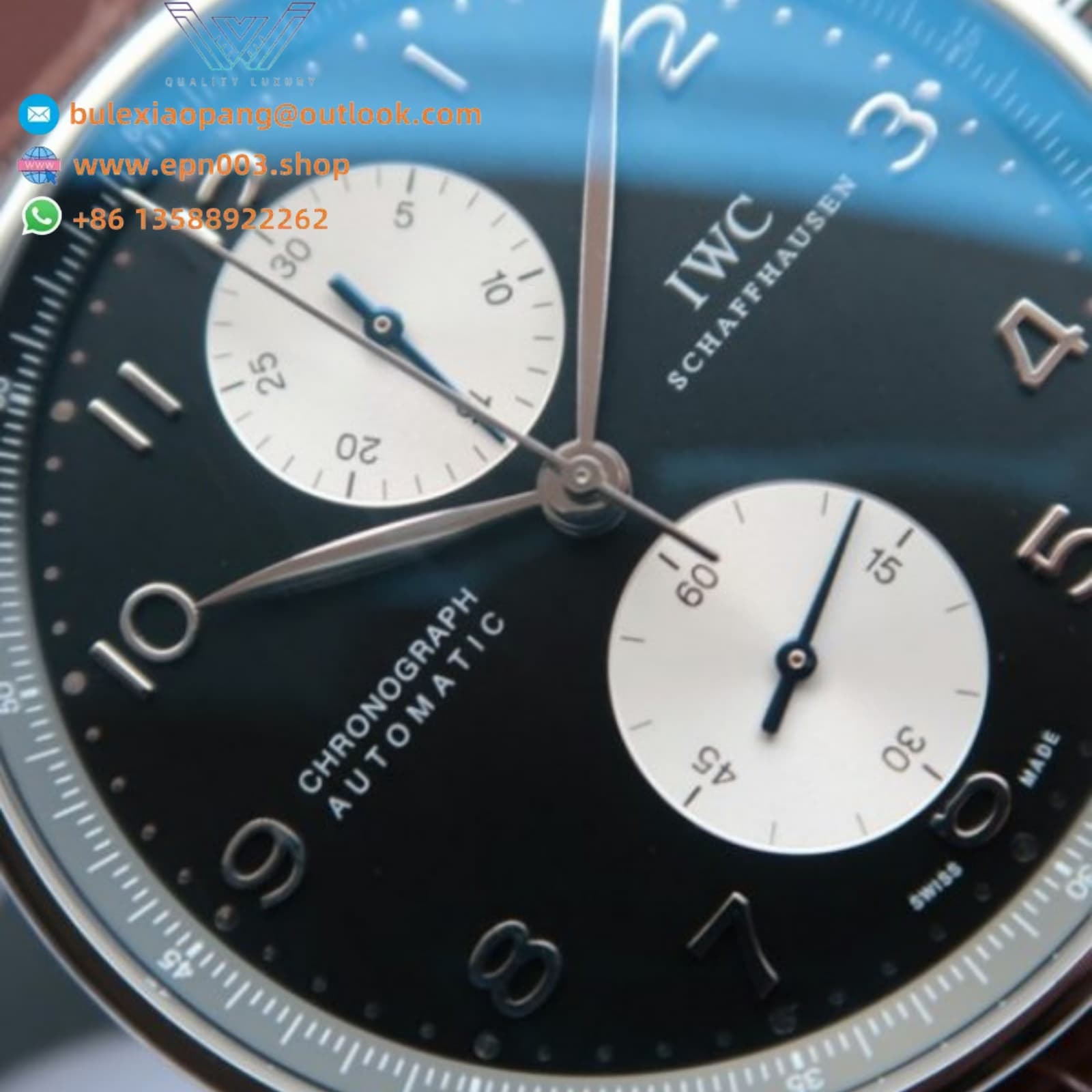 Portugieser Chronograph Brown Leather Strap 41mm Men Watch