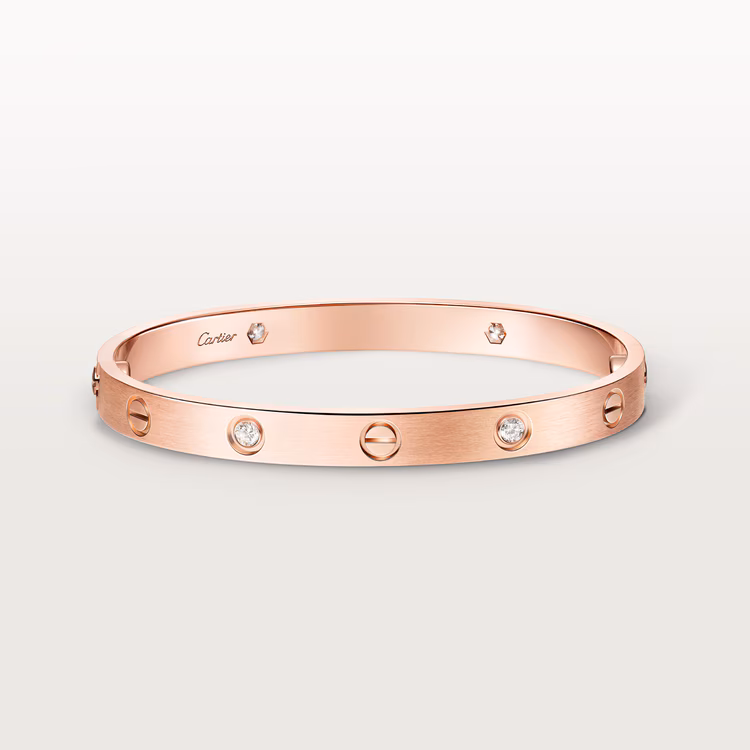 Love Bracelet, Classic Model, Brushed, 4 Diamonds B6080017 - Rose Gold