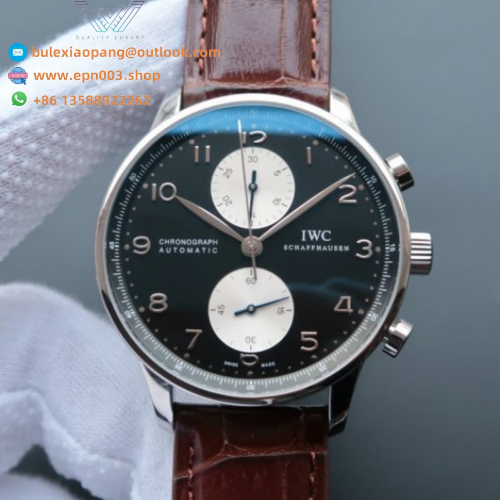 Portugieser Chronograph Brown Leather Strap 41mm Men Watch