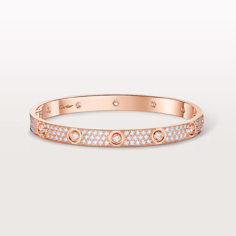 Love Bracelet, Classic Model, Paved, 10 Diamonds N6727217 - Rose Gold