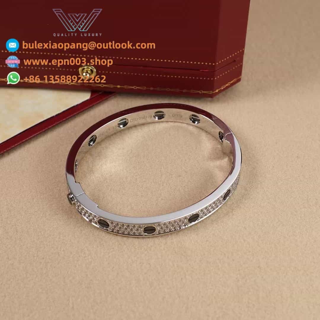 Love Bracelet, Classic Model, Paved, Ceramic N6032417 - White Gold