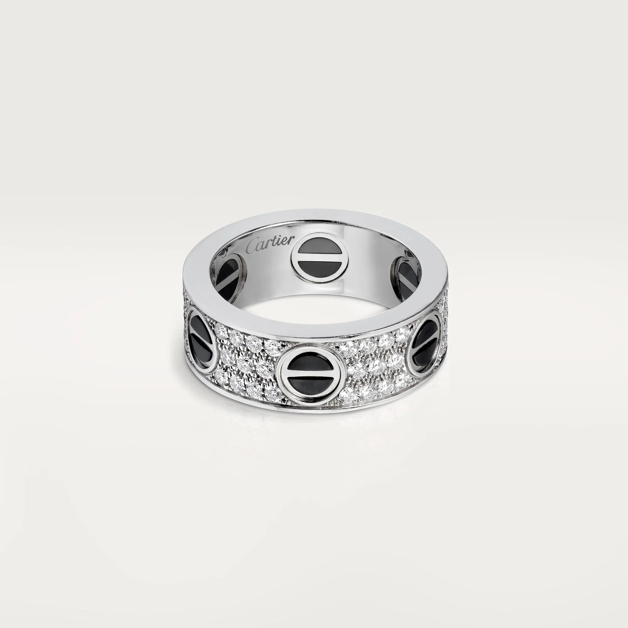 Love Ring, Classic Model, Paved, Ceramic B4207600 - White Gold