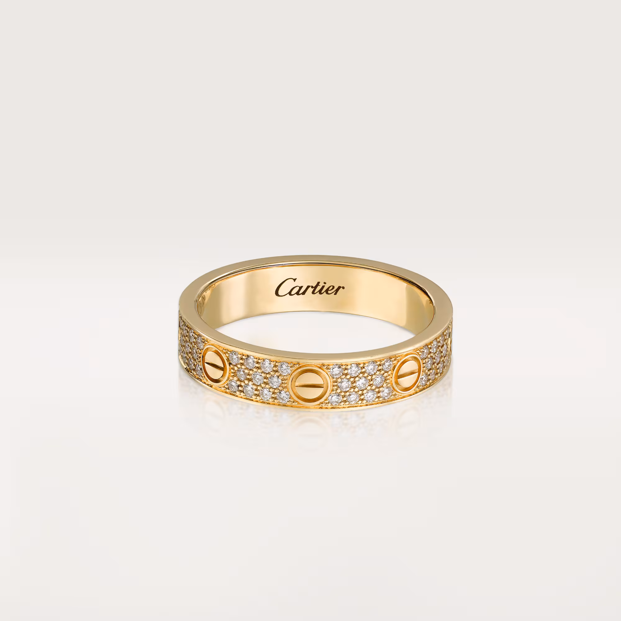 Love Ring, Small Model, Paved B4083300 - Yellow Gold