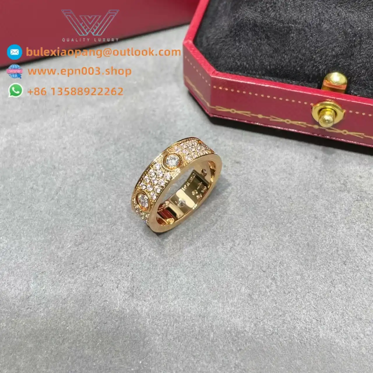 Love Ring, Classic Model, Paved, 6 Diamonds N4210500 - Rose Gold