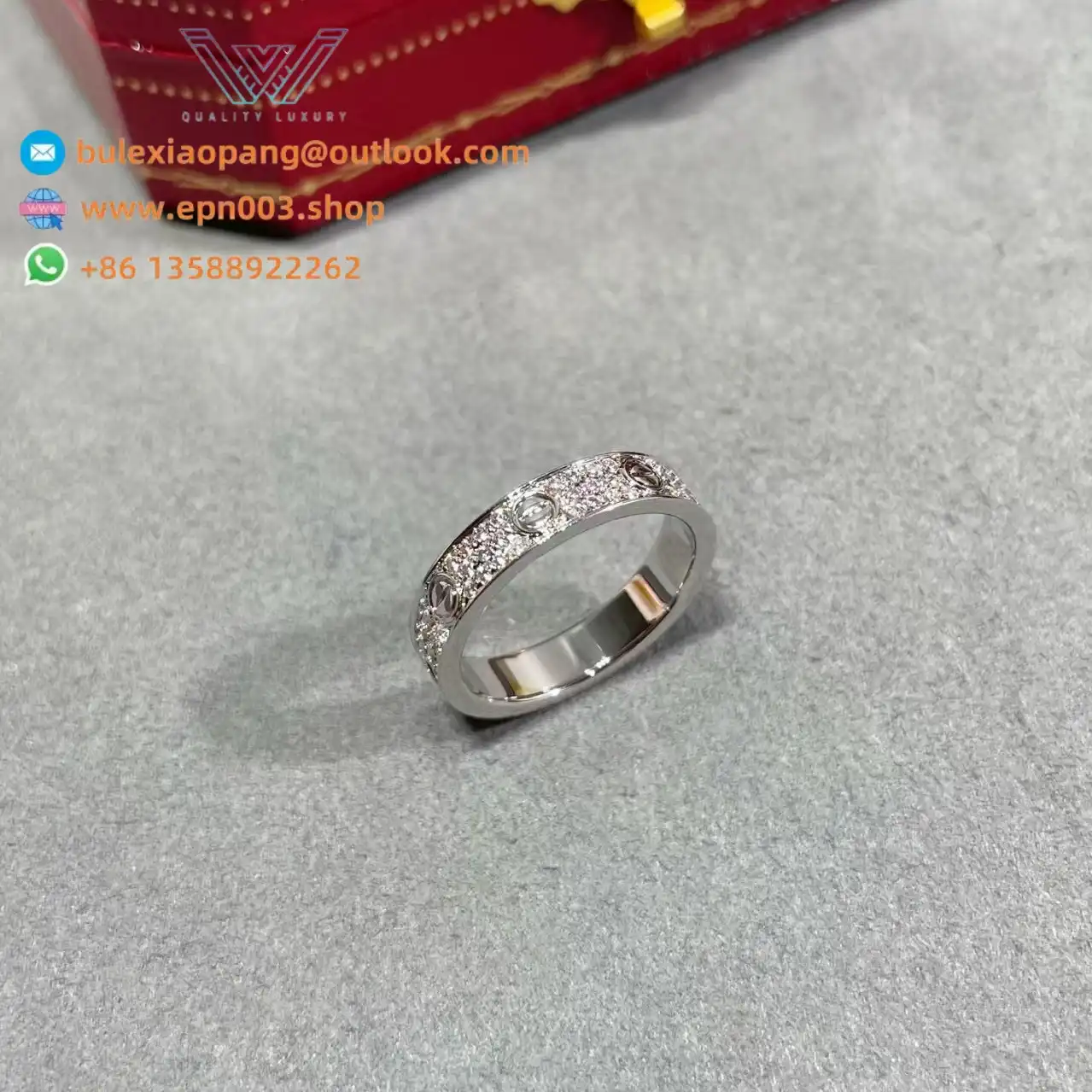 Love Ring, Small Model, Paved B4083400 - White Gold