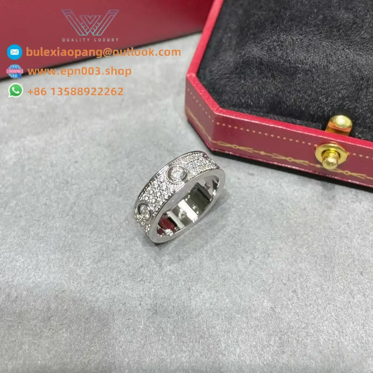 Love Ring, Classic Model, Paved, 6 Diamonds N4210400 - White Gold