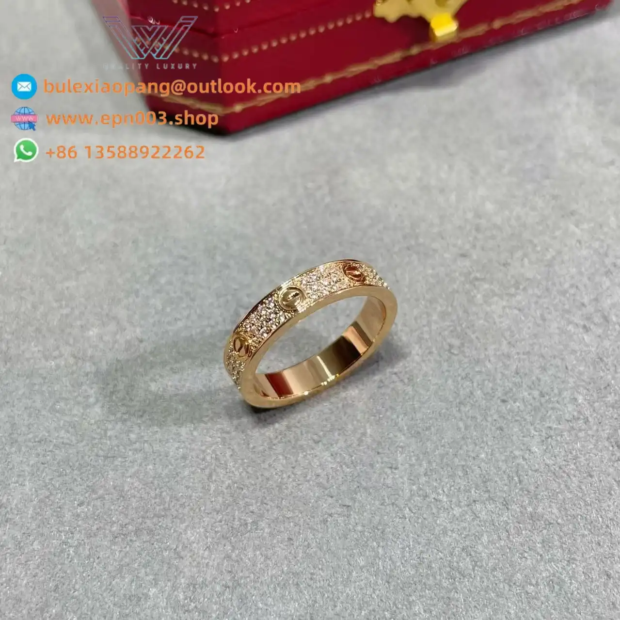 Love Ring, Small Model, Paved B4085800 - Rose Gold