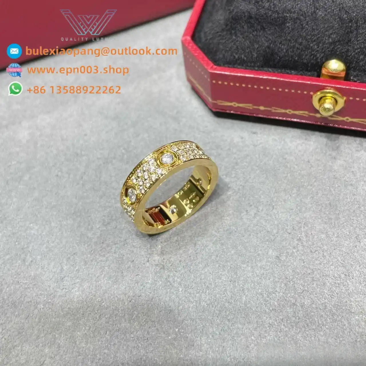 Love Ring, Classic Model, Paved, 6 Diamonds N4210300 - Gold