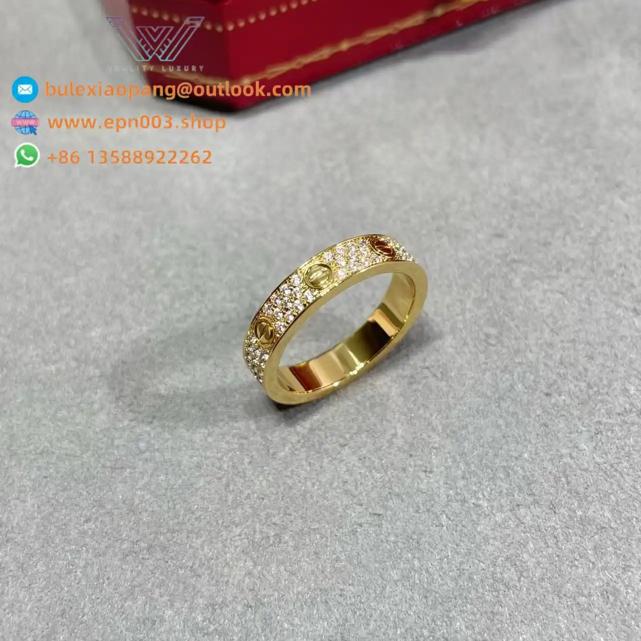 Love Ring, Small Model, Paved B4083300 - Yellow Gold