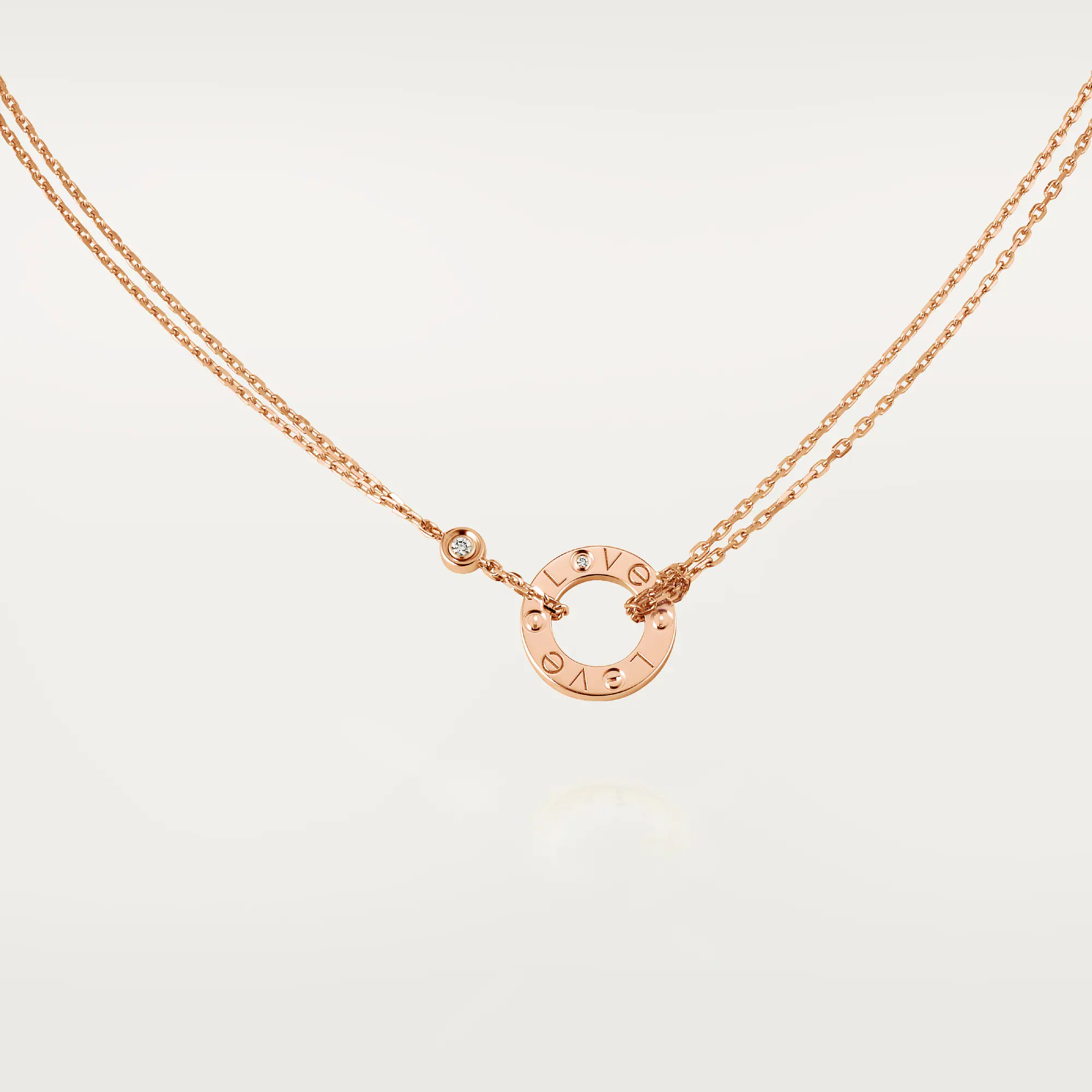 Love Pendant, 2 Diamonds B7224509 - Rose Gold