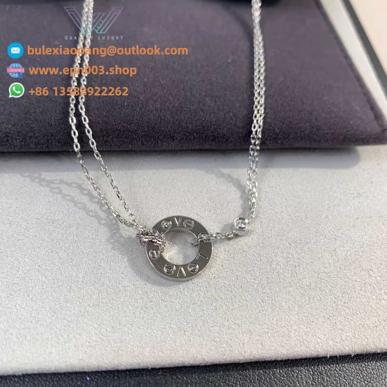 Love Pendant, 2 Diamonds B7219400 - White Gold