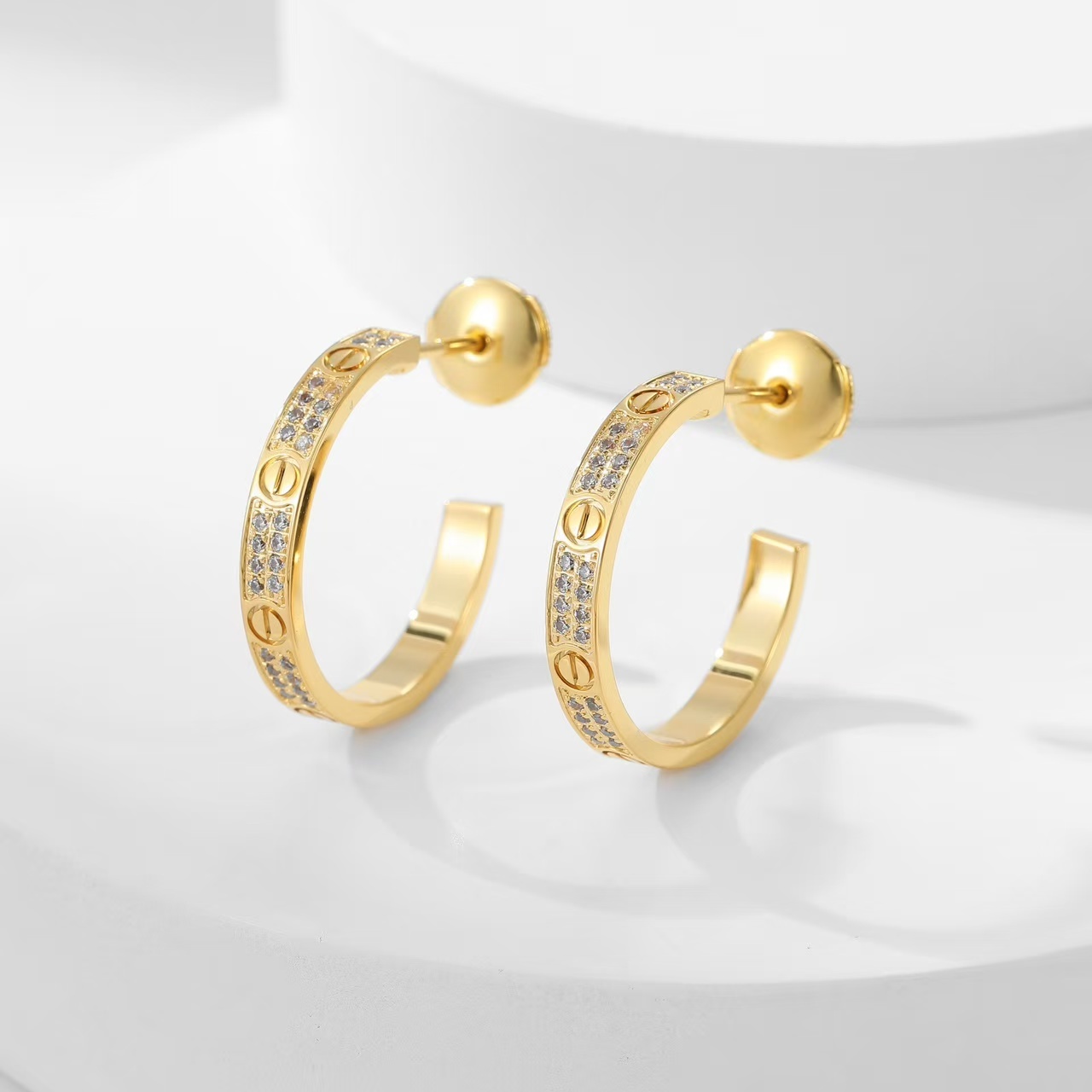 Love Hoop Earrings, Medium Model, Paved N8515194 - Gold