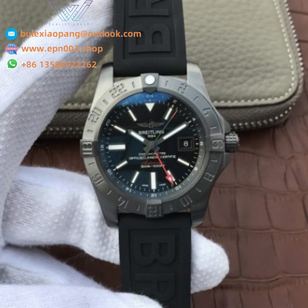 Avenger GMT PVD GF Black Dial Black Rubber Strap 43mm Men Watch