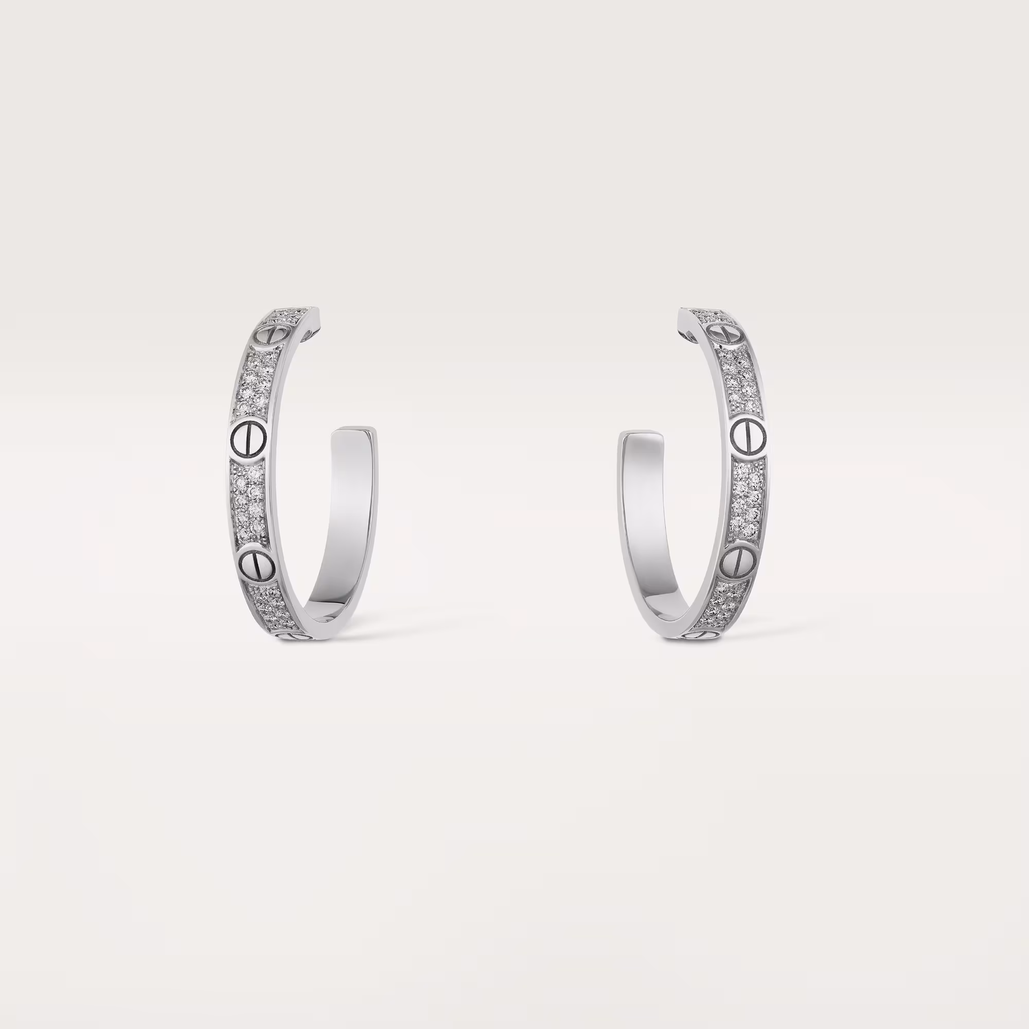 Love Hoop Earrings, Medium Model, Paved N8515193 - White Gold