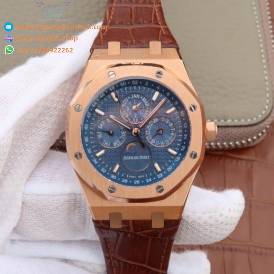 Royal Oak Blue Dial Leather Strap 41mm Men Watch