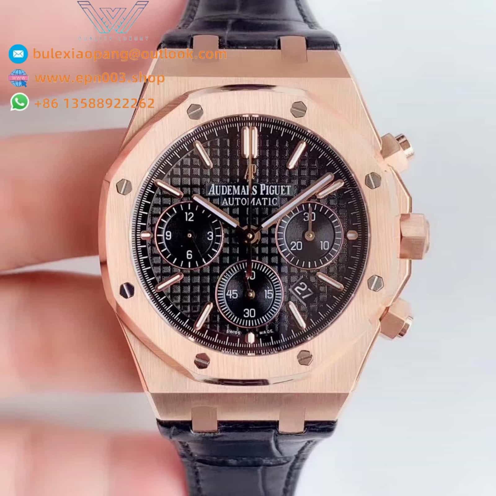 Royal Oak Black Dial Rose Gold 26320OR.OO.D002CR.01 41mm Men Watch