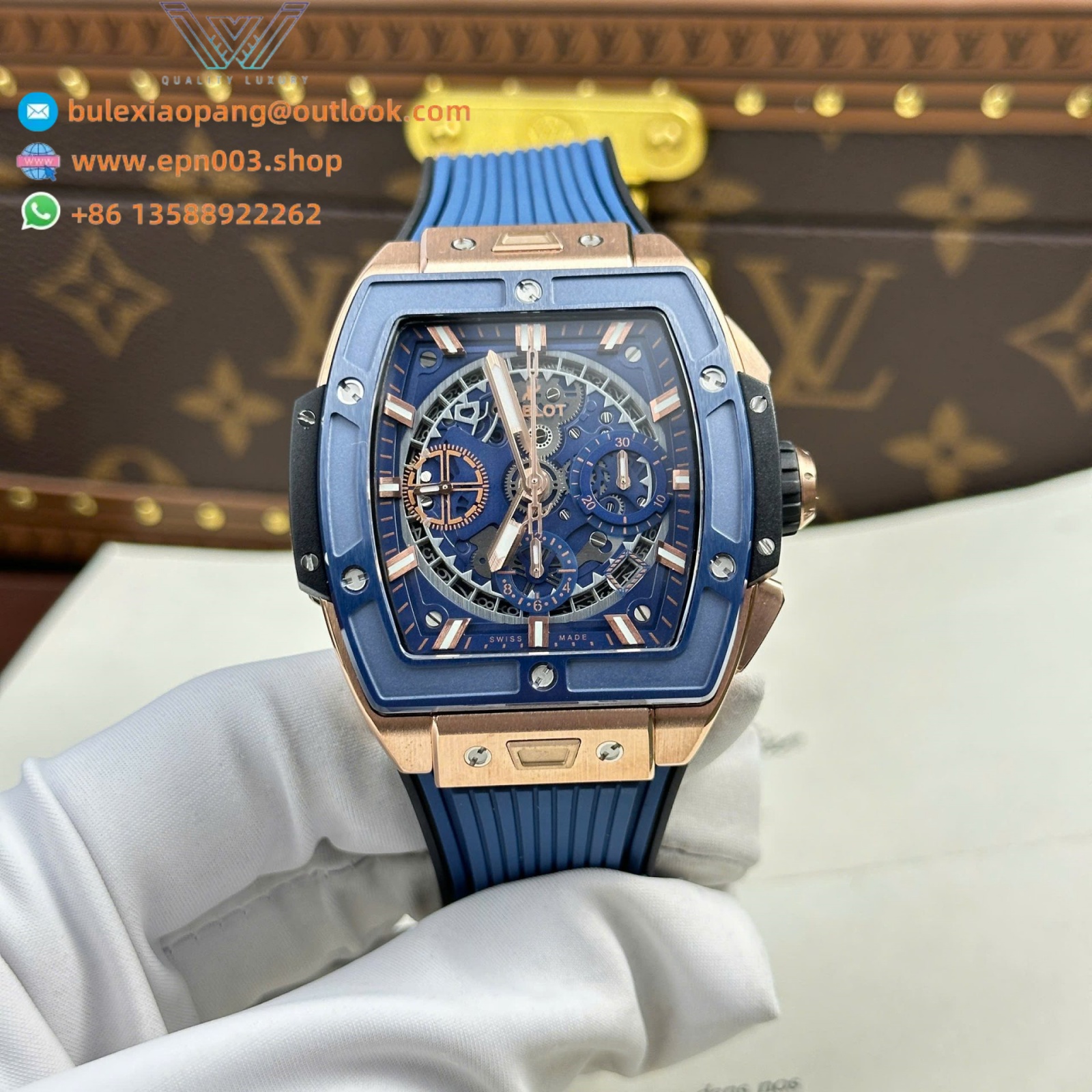 Spirit of Big Bang King Gold Replica Watch Bezel Blue BBF Factory 42mm Men Watch