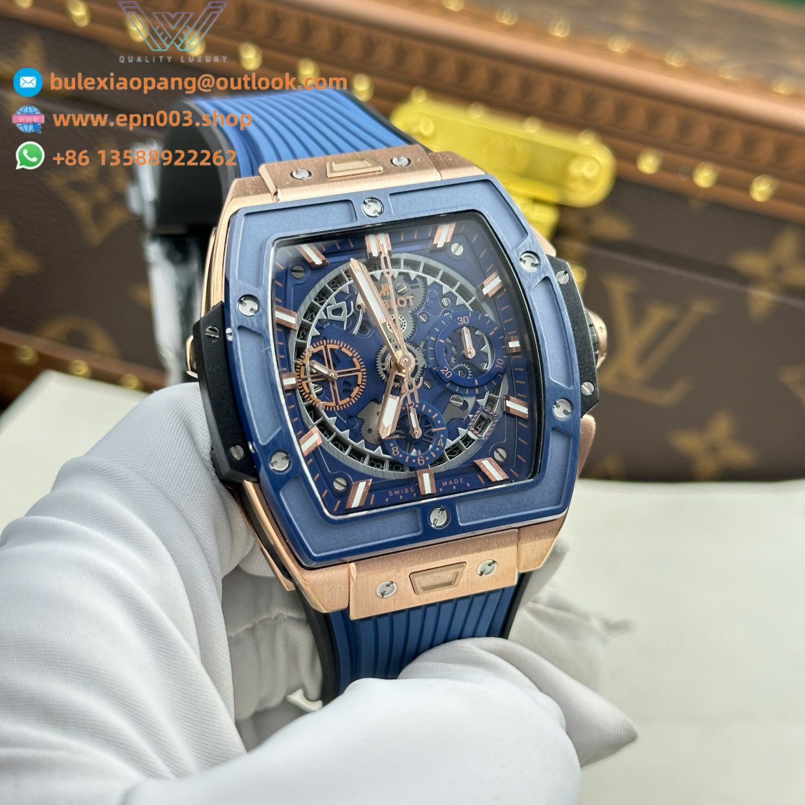 Spirit of Big Bang King Gold Replica Watch Bezel Blue BBF Factory 42mm Men Watch