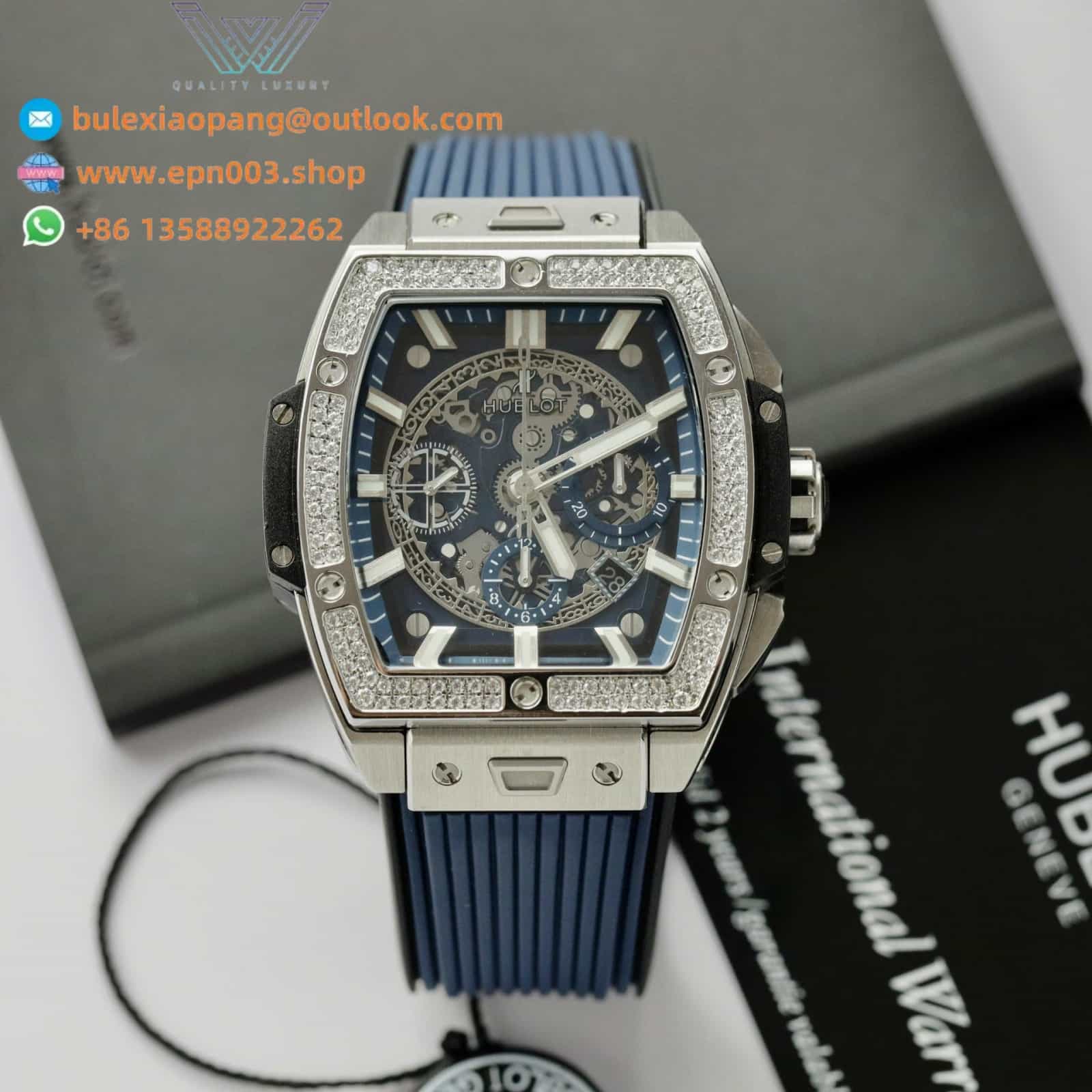 Big Bang Titanium Dial Blue Custom Moissanite Diamonds Hong Kong 42mm Men Watch