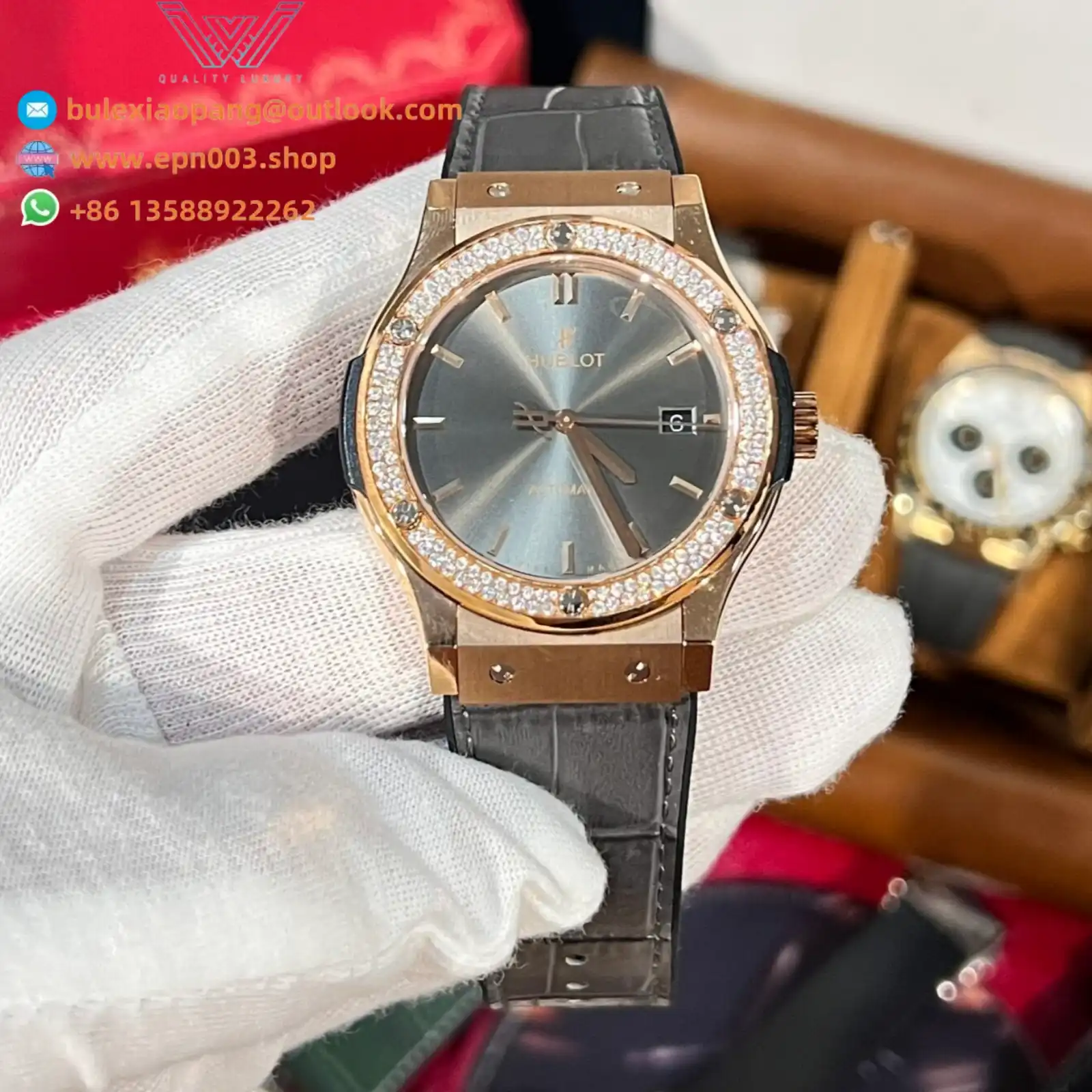 Classic Fusion King Gold Gray Dial With Moissanite Bezel 42mm Men Watch