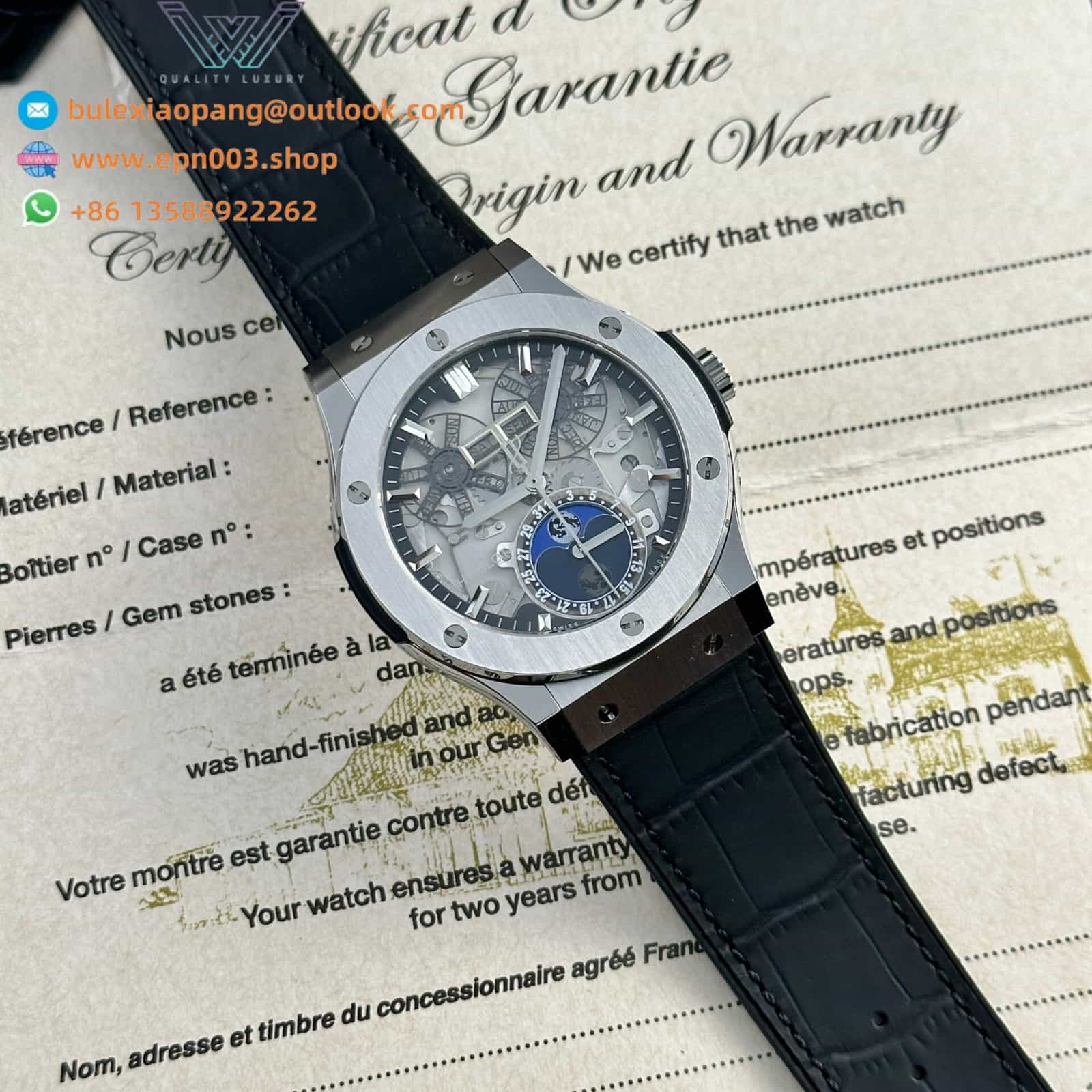 Classic Fusion Aerofusion Moonphase Leather Strap 45mm Men Watch