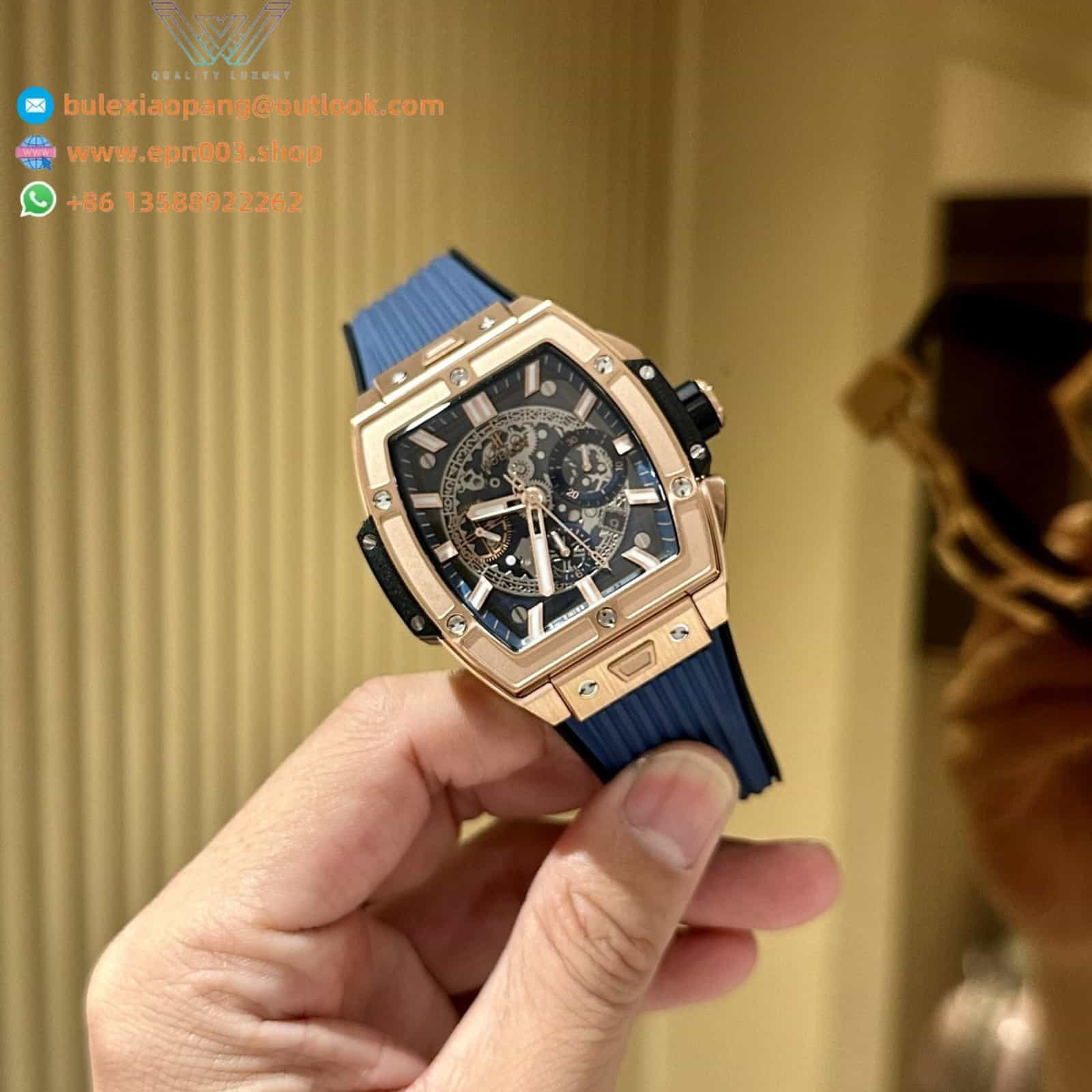 Spirit Of Big Bang Blue Chronograph King Gold 42mm Men Watch