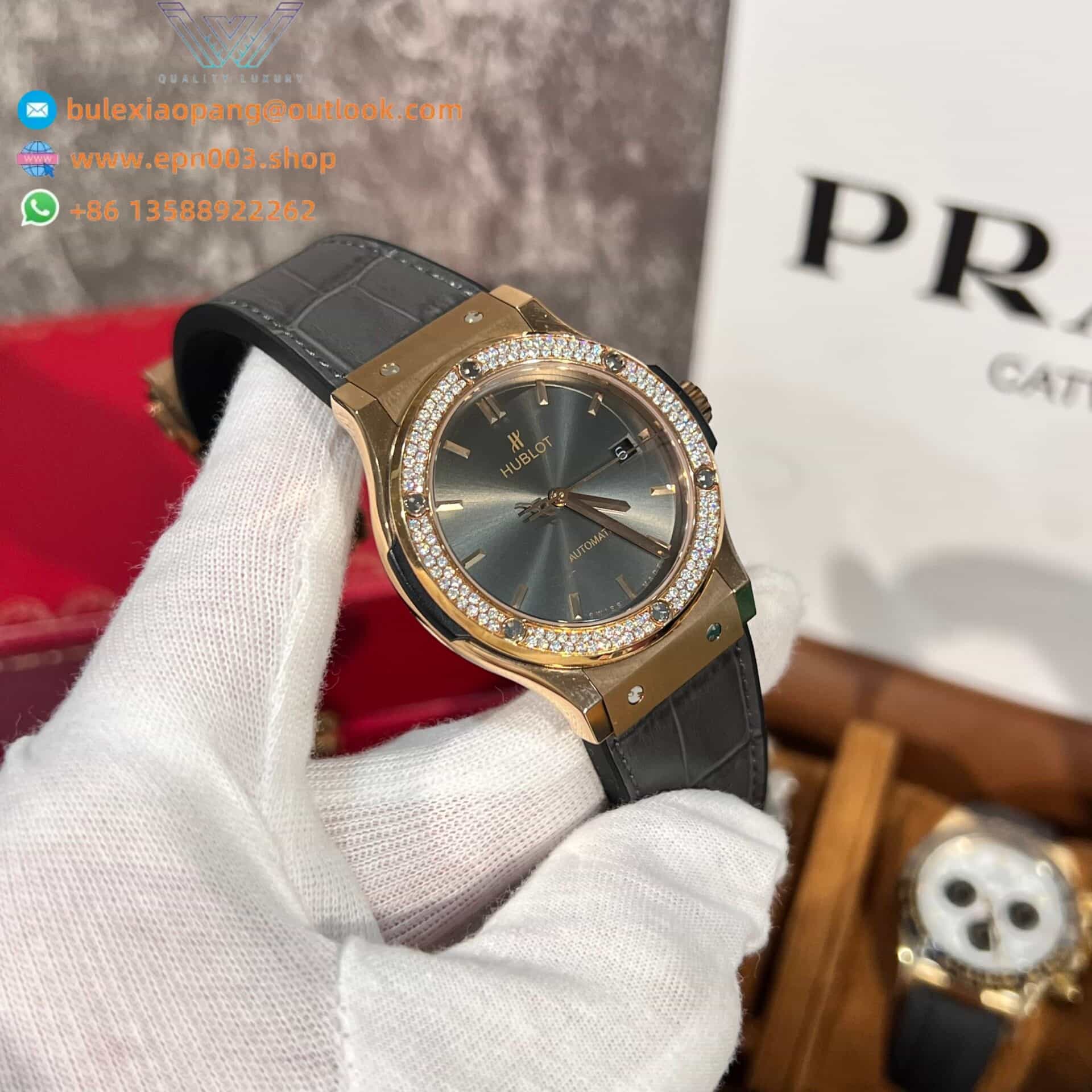 Classic Fusion King Gold Gray Dial With Moissanite Bezel 42mm Men Watch
