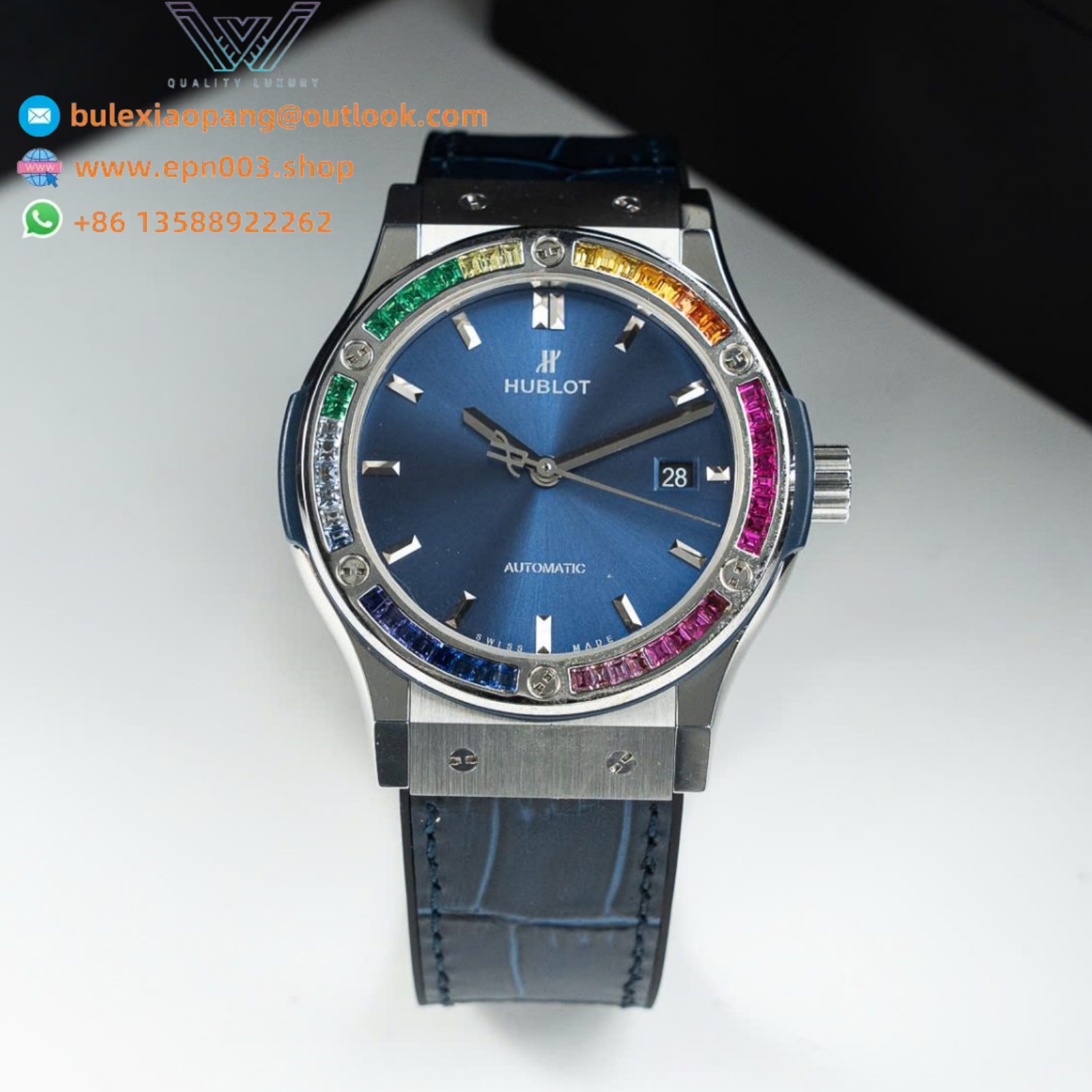 Classic Fusion Collection Rep 11 with 7-color ruby stones on a blue dial, 42mm Men Watch