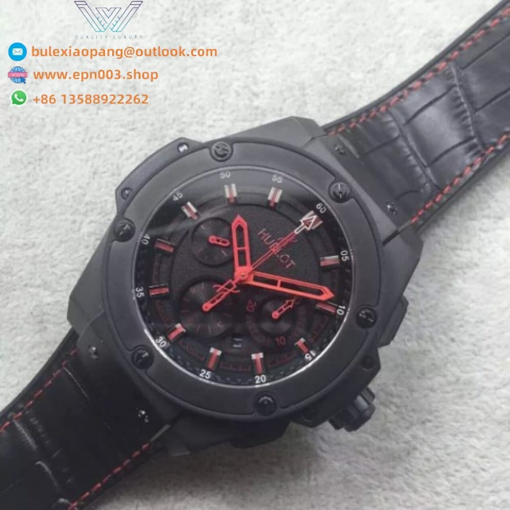 Big Bang King Power Black Dial Red Hands Gummy Strap 48mm Men Watch