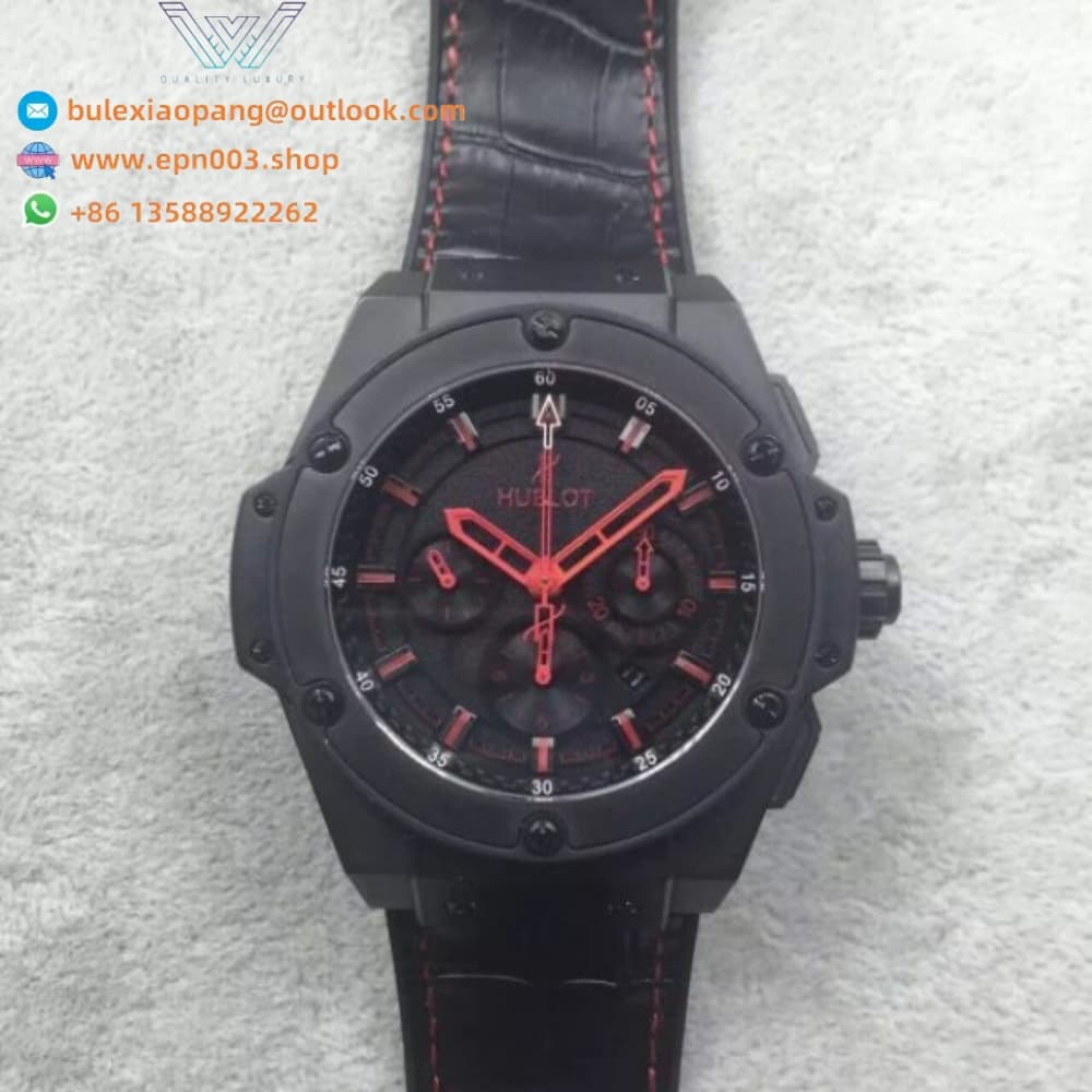 Big Bang King Power Black Dial Red Hands Gummy Strap 48mm Men Watch