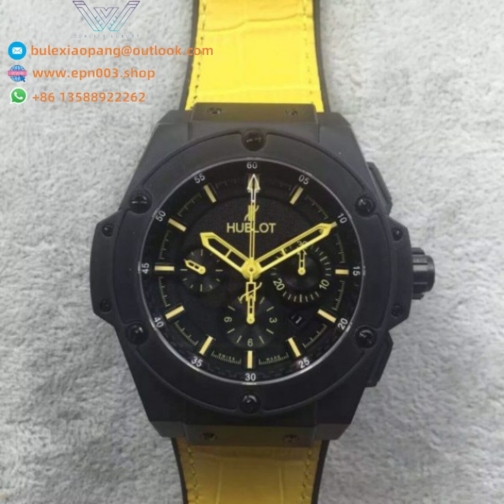 Big Bang King Power  Black Dial Yellow Hands Gummy Strap 48mm Men Watch