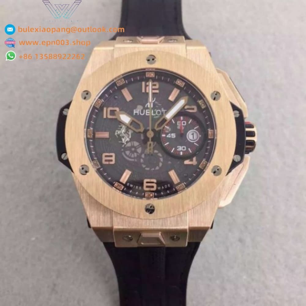 Big Bang Ferrari Limited Edition RG Black Dial Black Rubber Strap 45mm Men Watch
