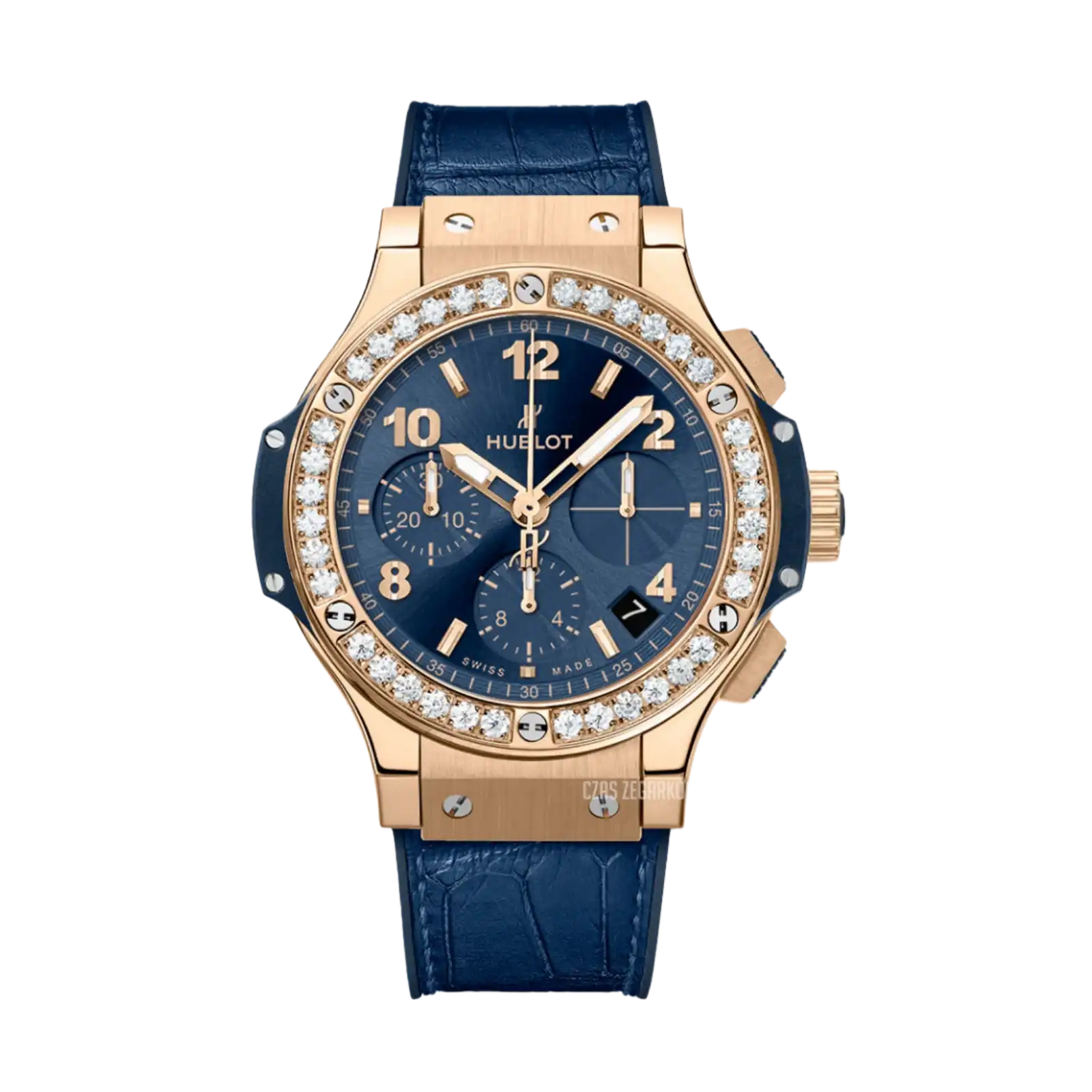 Big Bang Chronograph Gold Blue With Diamond Bezel 44mm Men Watch