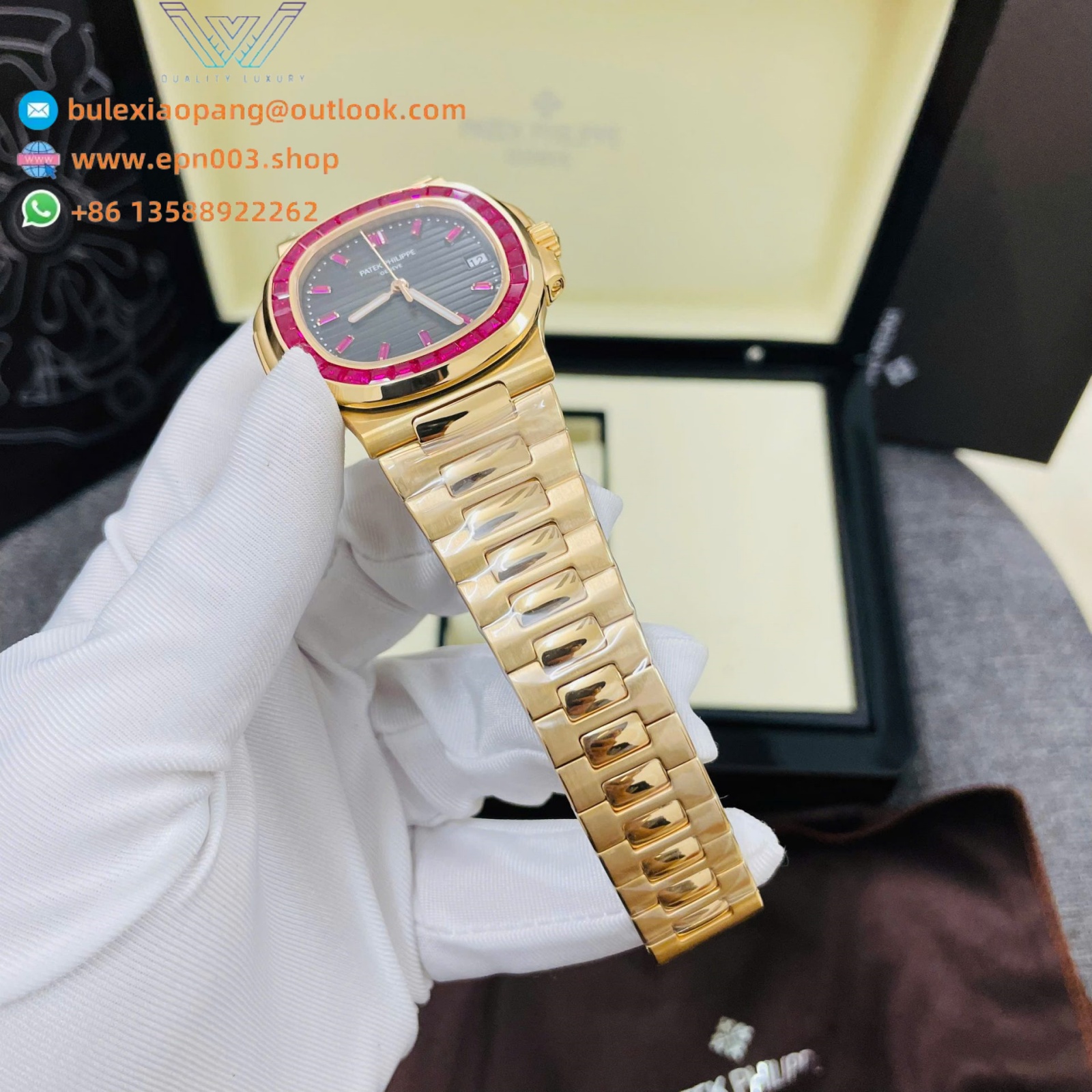 Nautilus 5723 Copies Watch 18K Gold Wrapped Synthetic Ruby 40mm Men Watch