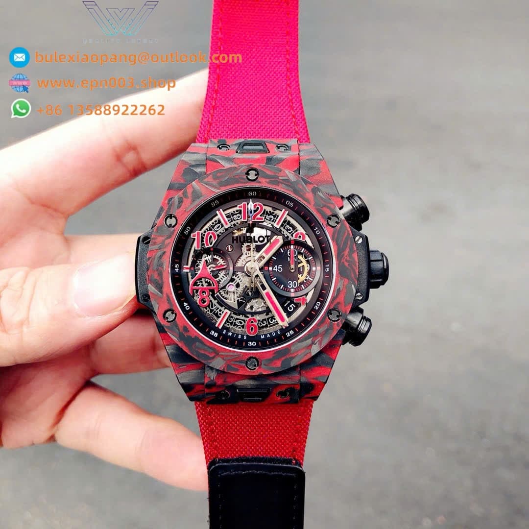 Big Bang Unico Red Carbon Watches Best Quality Fabric Strap 45mm Men Watch