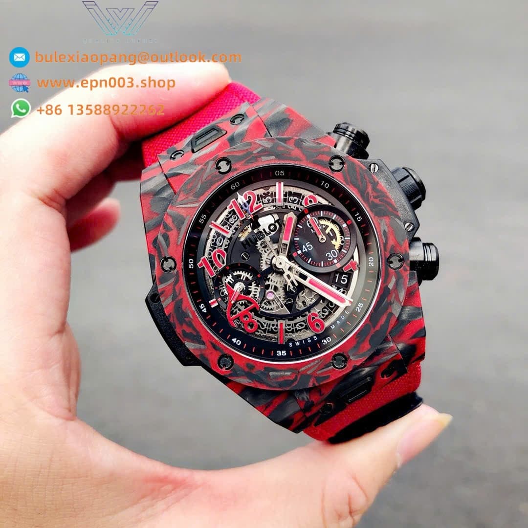 Big Bang Unico Red Carbon Watches Best Quality Fabric Strap 45mm Men Watch