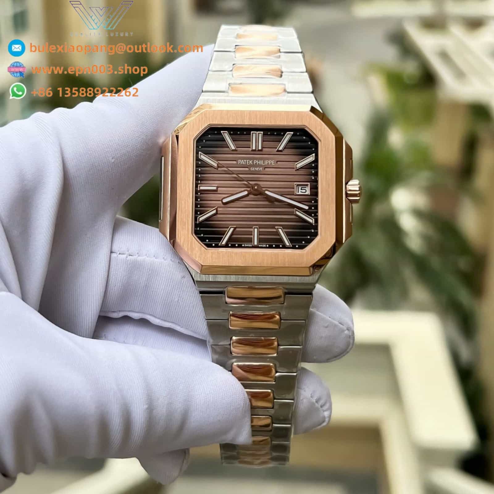 Cubitus 5821 Demi Rose Gold Watch Dial Square Chocolate 45mm Men Watch