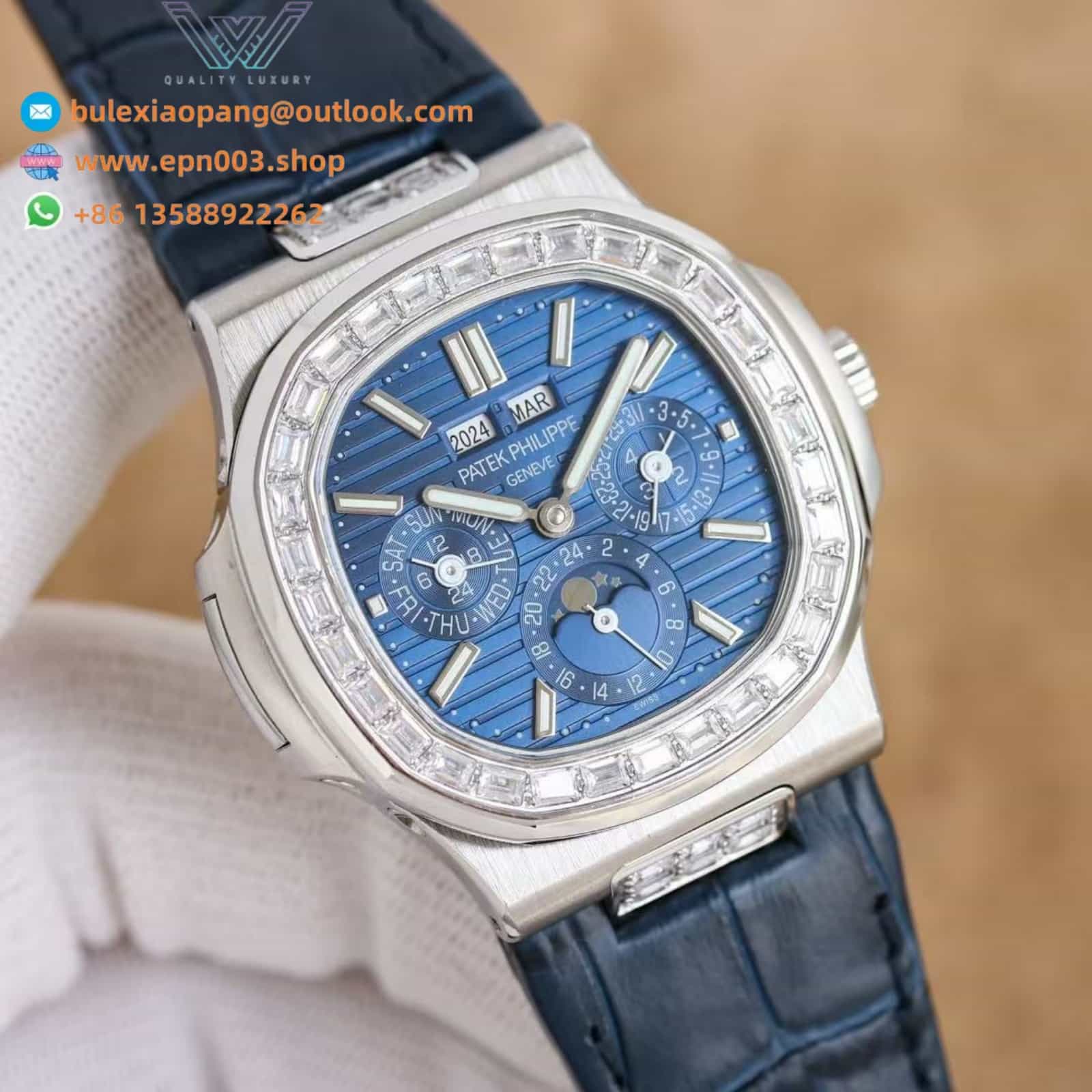 Nautilus 5740/1g-002 with Moissanite Diamond 40mm Men Watch
