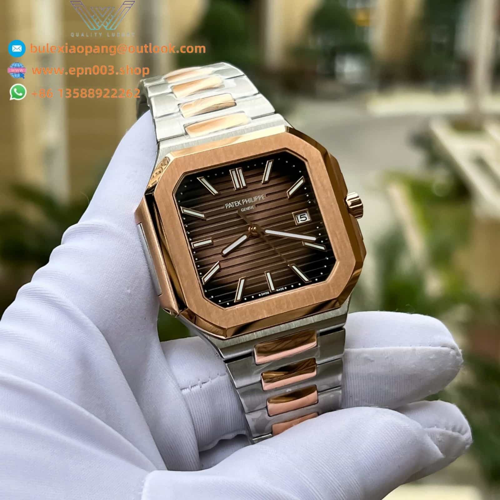 Cubitus 5821 Demi Rose Gold Watch Dial Square Chocolate 45mm Men Watch