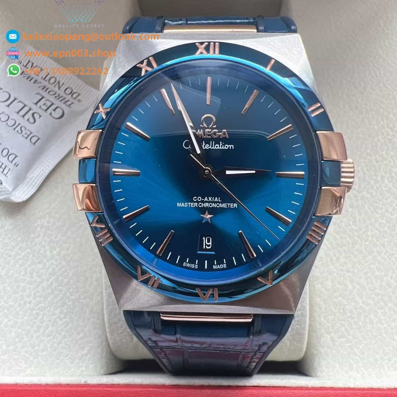 Constellation steel ‑ Sedna™ gold on leather strap - 41mm Mens Watch