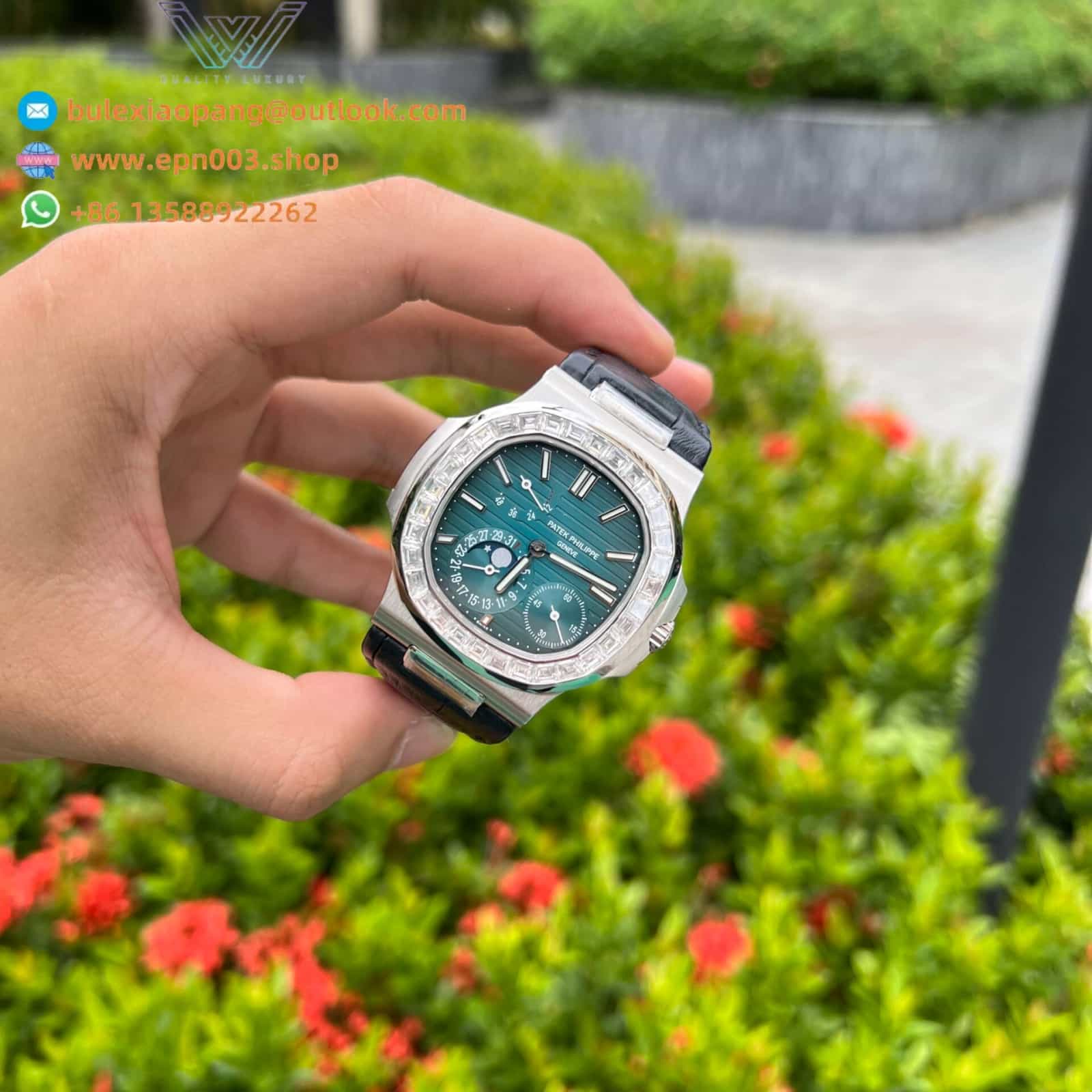 Nautilus 5722 G Moissanite Diamond Bezel 40mm Men Watch