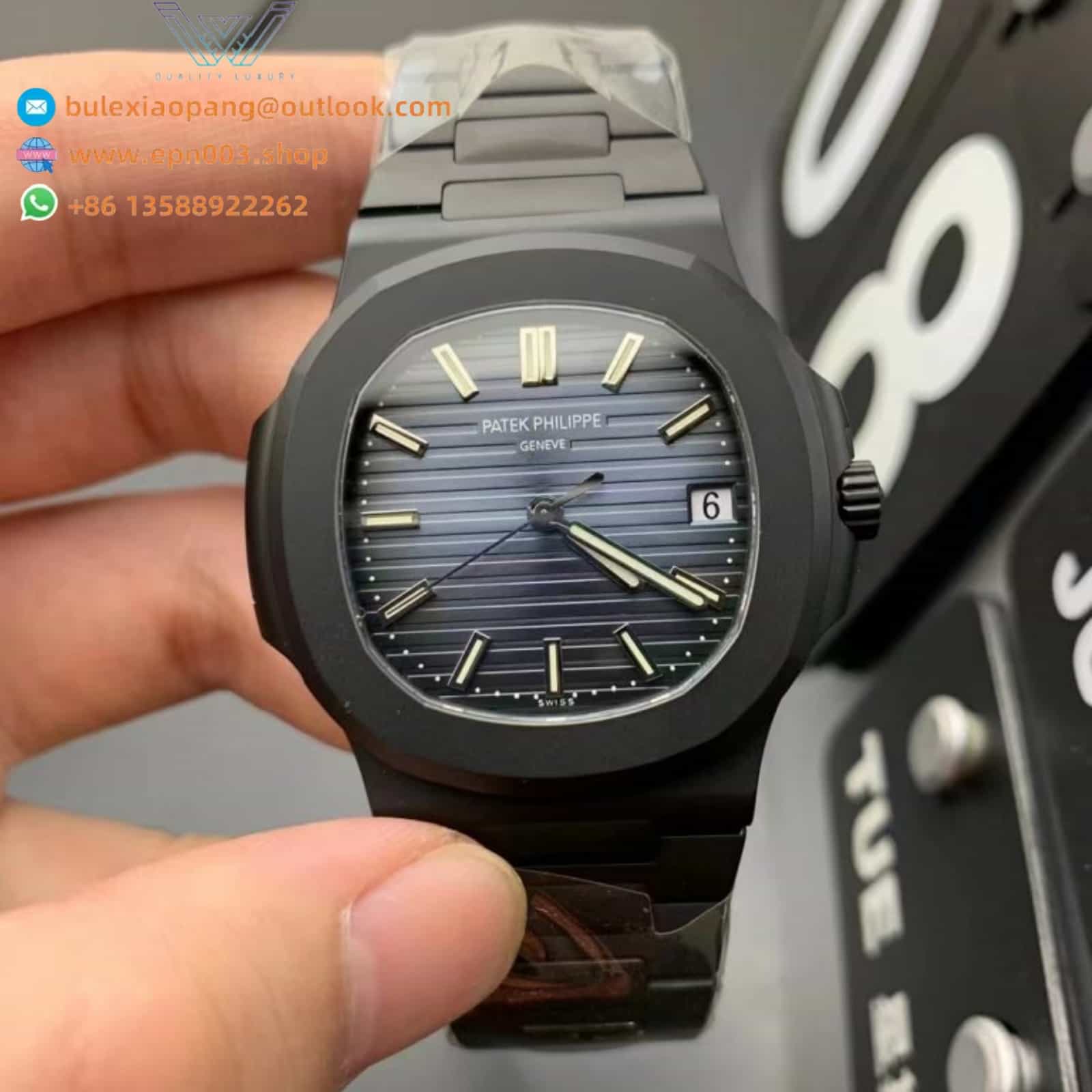 Nautilus 5711 Black Venom Watch in Blue Dial 40mm Men Watch