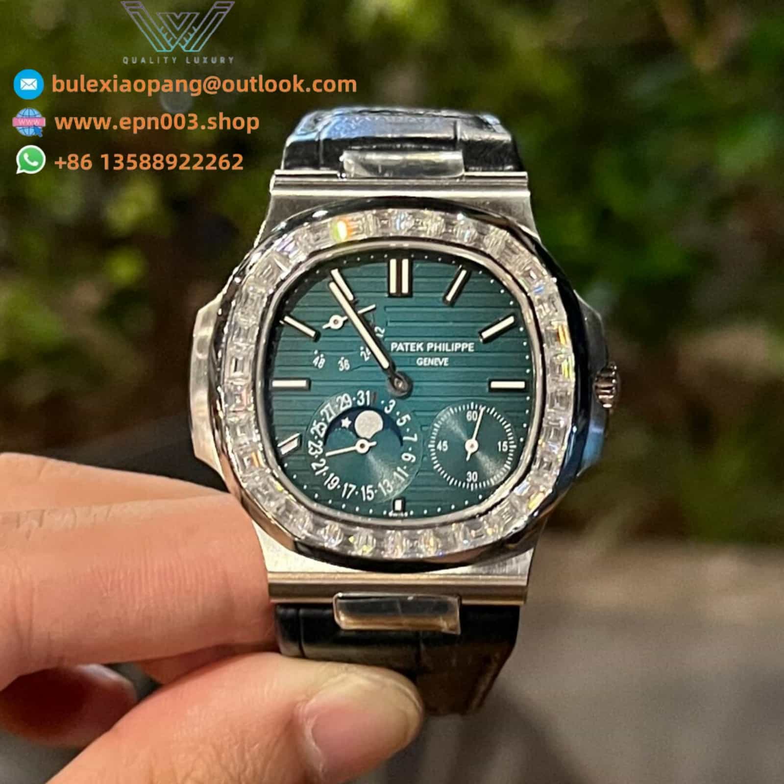 Nautilus 5722 G Moissanite Diamond Bezel 40mm Men Watch