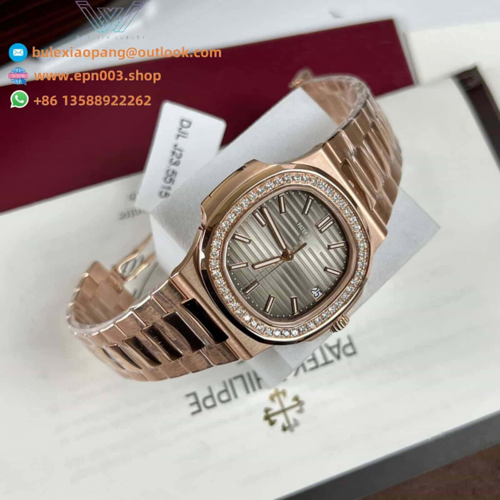 Nautilus 5711 18K rose gold case Band diamond 40mm Women Watch